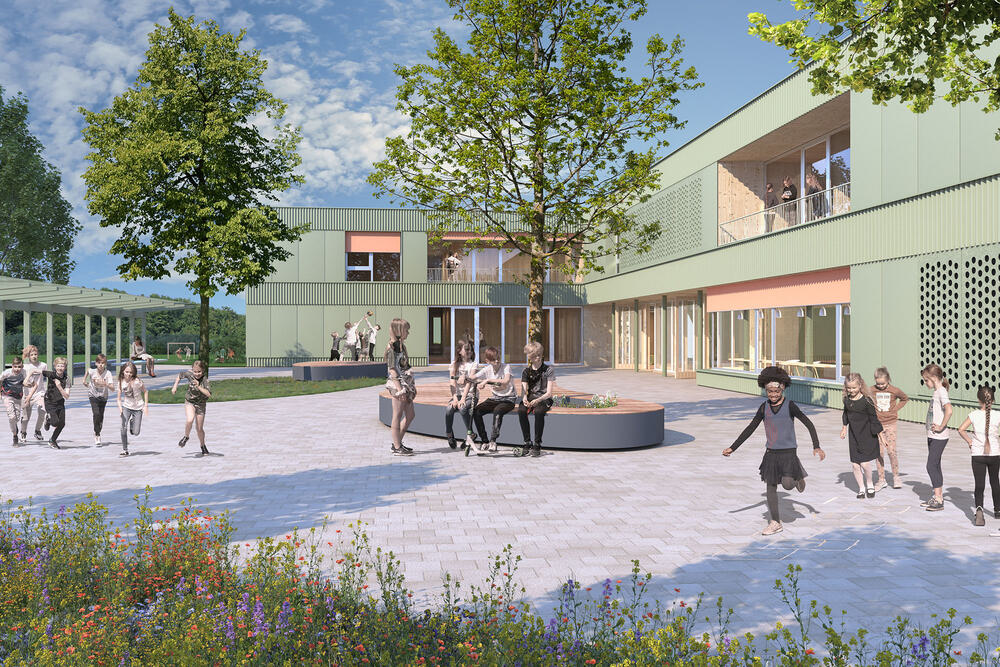 Neubau Mathias-Bauer-Schule Bad Wildungen - Visualisierung außen