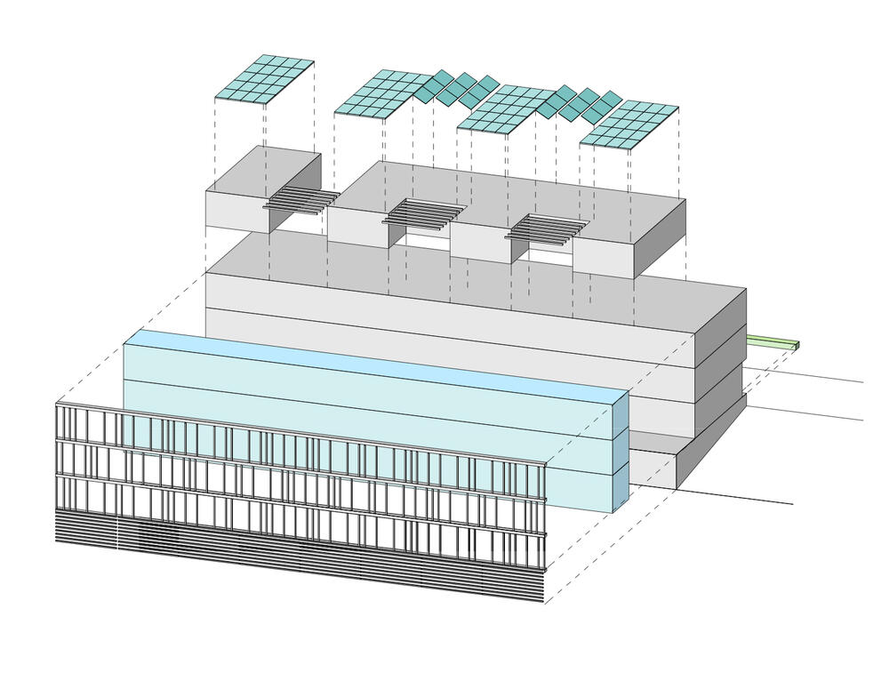 Isometrie Geschosswohnungsbau